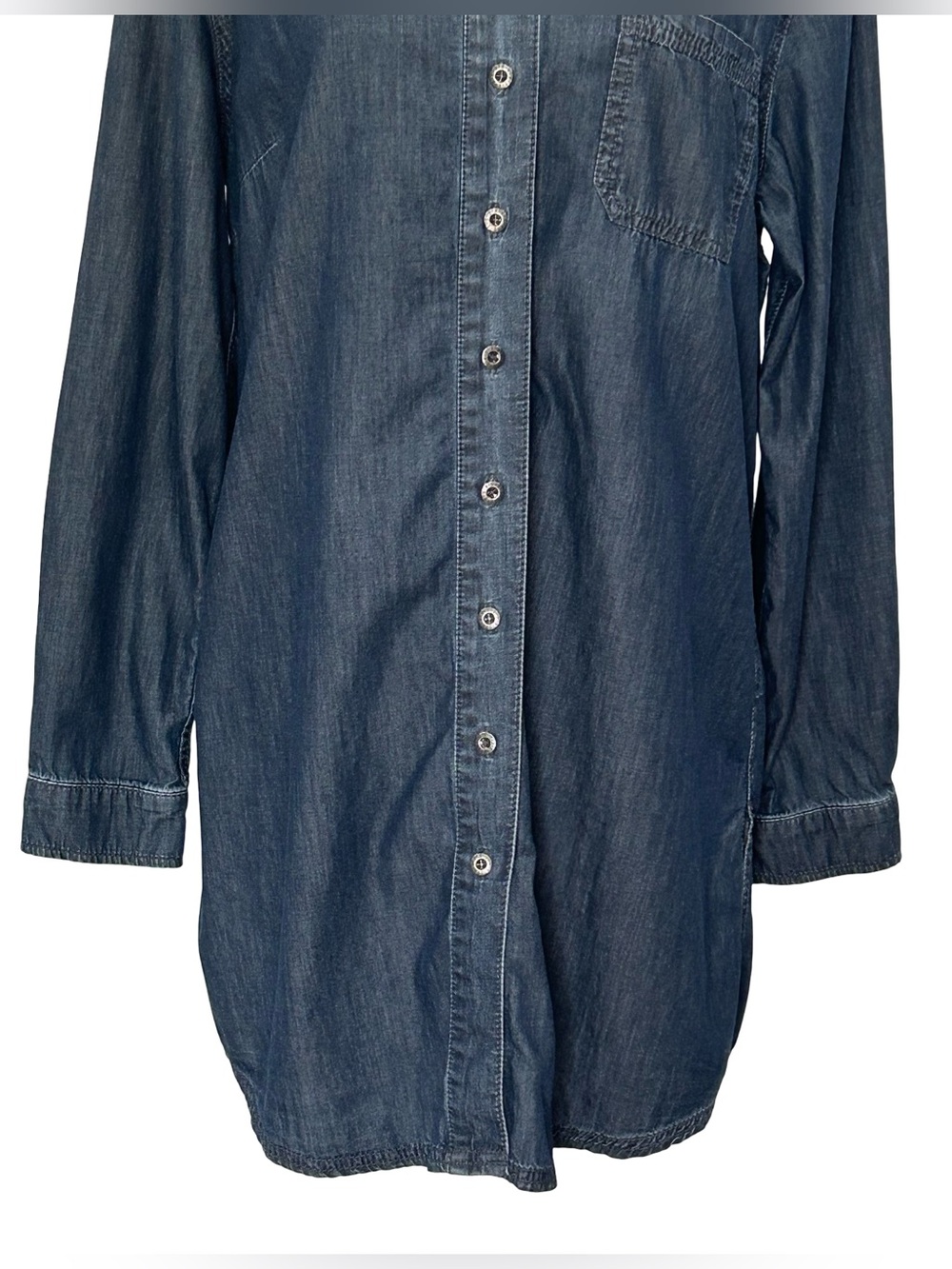 Coldwater Creek M Denim Chambray Shirt Dress Button Front Country Western Boho - Picture 4 of 9